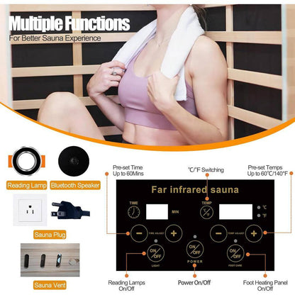 Moray 1-Person Indoor Hemlock Infrared Sauna with 5 Far-Infrared Carbon Crystal Heaters