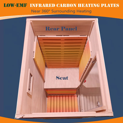 Dry Sauna for Home, 1120W Far Infrared Saunabox with 7-Color Light, 1-Person Indoor Sauna Room W/ Red Light, Bluetooth Audio, LED Reading Light, 77-140℉, Multi-Function Setting