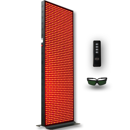 EXESAS 1216 LED Red and Near-Infrared Light Panel, 4 Wavelengths 630/660/810/850 nm, Dual-Chip 5 W LEDs, 75 x 22 in. Full-Body Panel with Base Stand, Remote and Timer (1650 W)