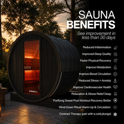 Burneek® Basalt: 2-Person Outdoor Barrel Sauna