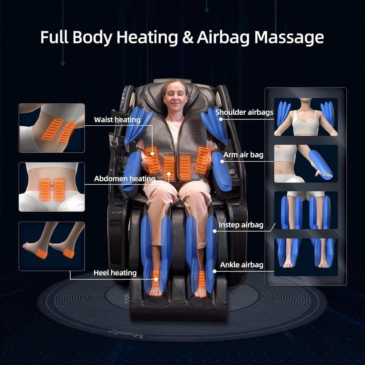 4D Massage Chair Full Body Extended Sl-Track Zero Gravity Shiatsu Recliner