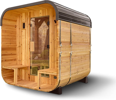 Backyard Discovery Lennon Cube Sauna with Porch – 2–4 Person Cedar, 9 kW Heater, Wi-Fi Control