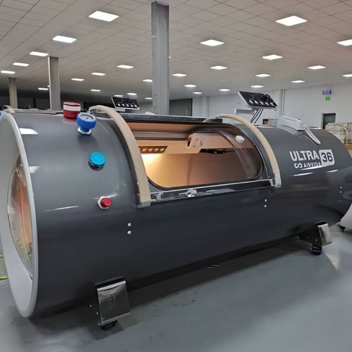 Airvida Ultra Hard Shell Lying Hyperbaric Chamber — 1.3 / 1.5 / 1.7 / 2.0 ATA, Three Widths