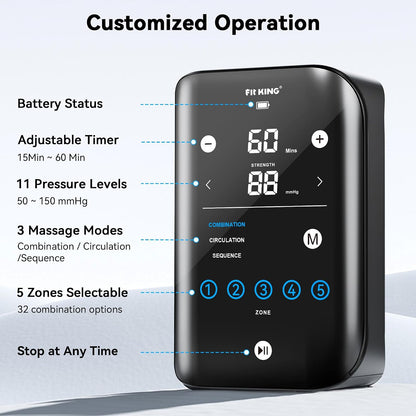 Air Compression Recovery System, Cordless 5-Zone Leg Massager