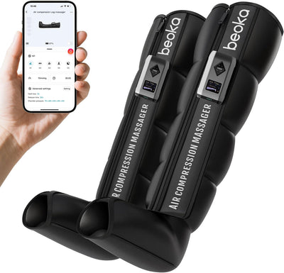 Beoka Air Compression Pro Gen 2 — Cordless Tubeless Leg Compression Boots, 40–110 mmHg, App Control, Large