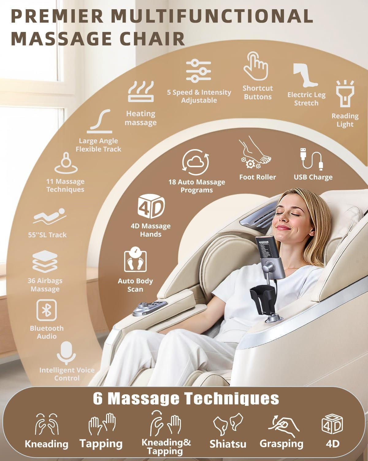 4D Massage Chair Full Body Zero Gravity Recliner,36 Airbags