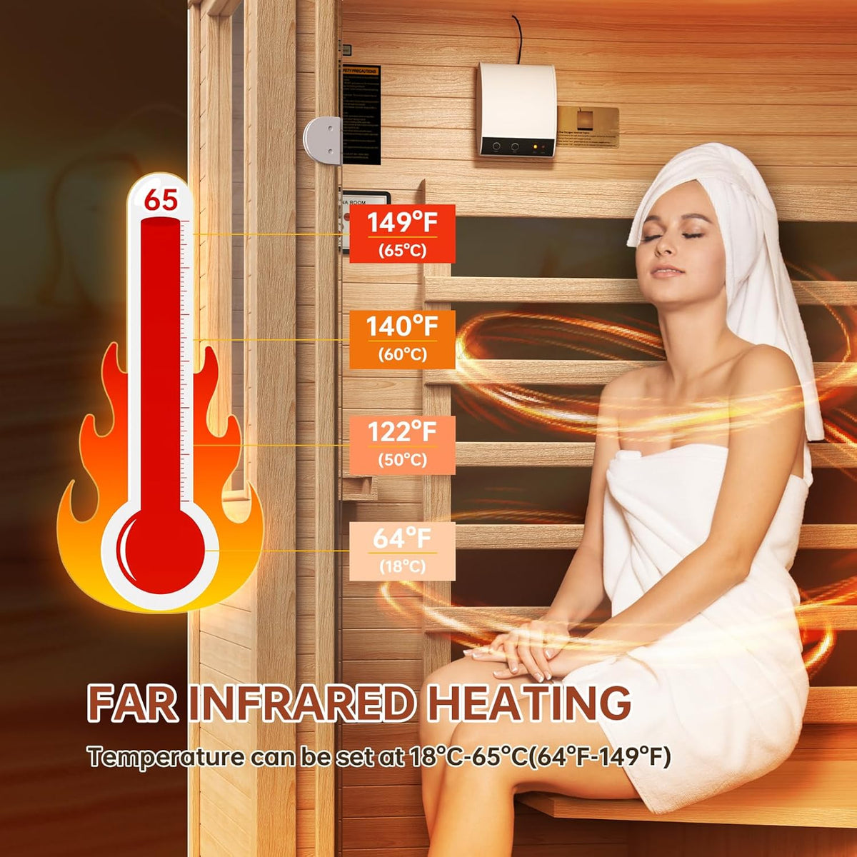 Wood Infrared Sauna, 1 Person Traditional Home Sauna
