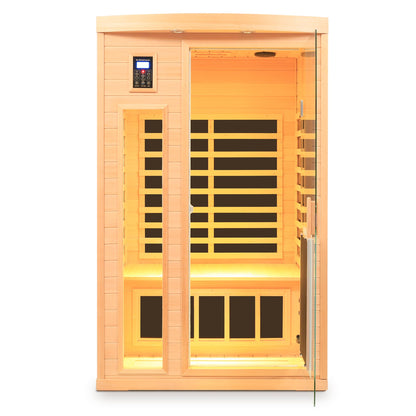 Home Furnishers 2-Person Far Infrared Indoor Sauna with 8 Heating Panels, Hemlock Wood
