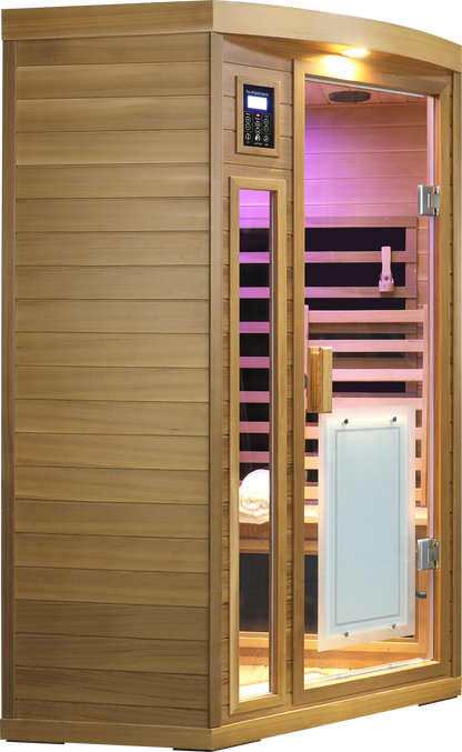 Low EMF Far-Infrared Two Person Sauna with LCD Touch Control - Natural Red Cedar