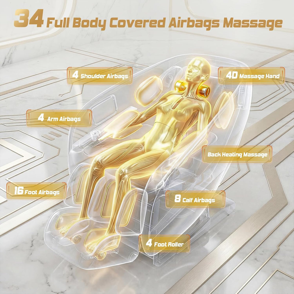 4D Massage Chair Full Body 55" SL Track Zero Gravity Recliner
