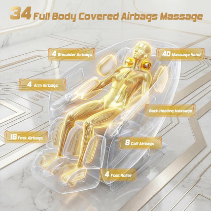 4D Massage Chair Full Body 55" SL Track Zero Gravity Recliner