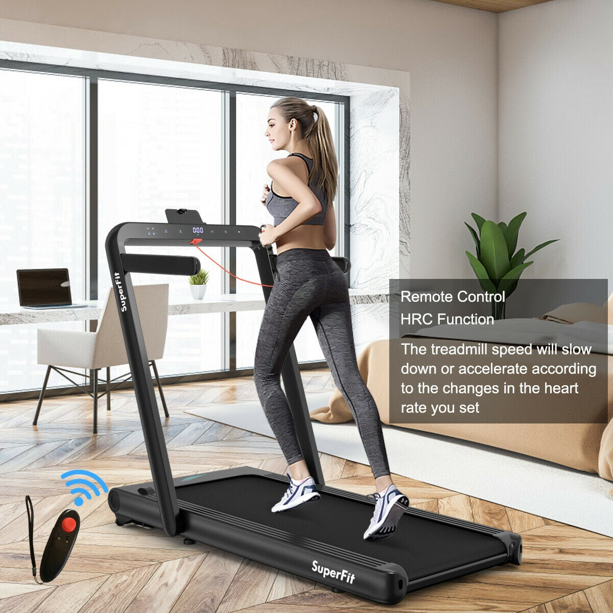 Costway SuperFit 4.75 HP 2-in-1 Folding Treadmill – Under-Desk and Running Modes