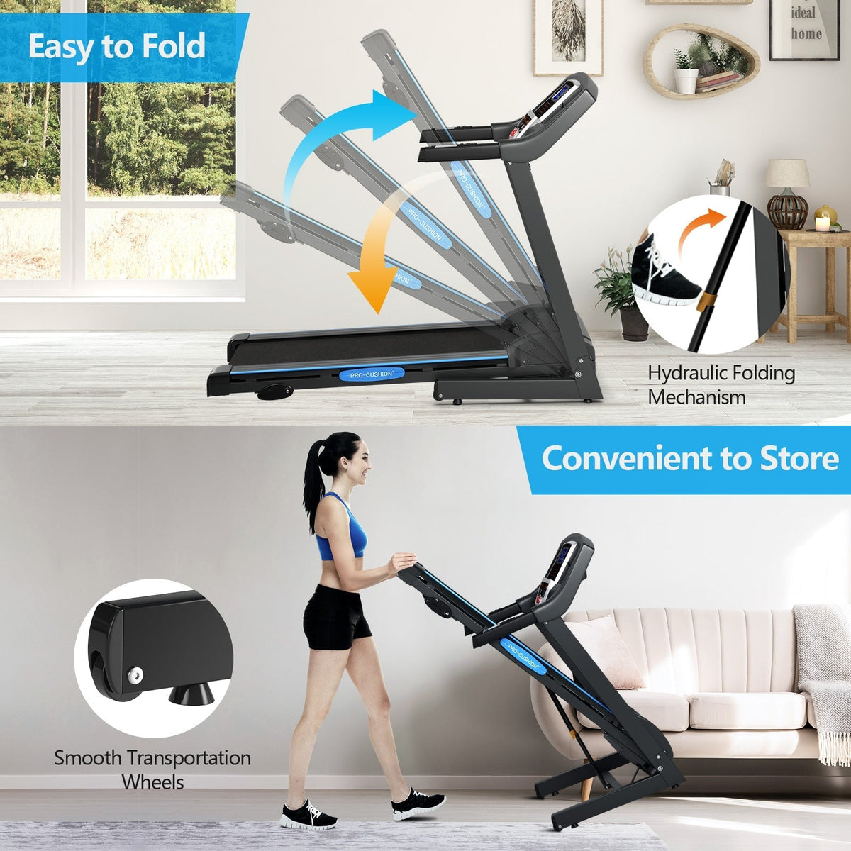 Goplus 2.25 HP Folding Treadmill – Compact Walking and Jogging Machine with 12 Programs