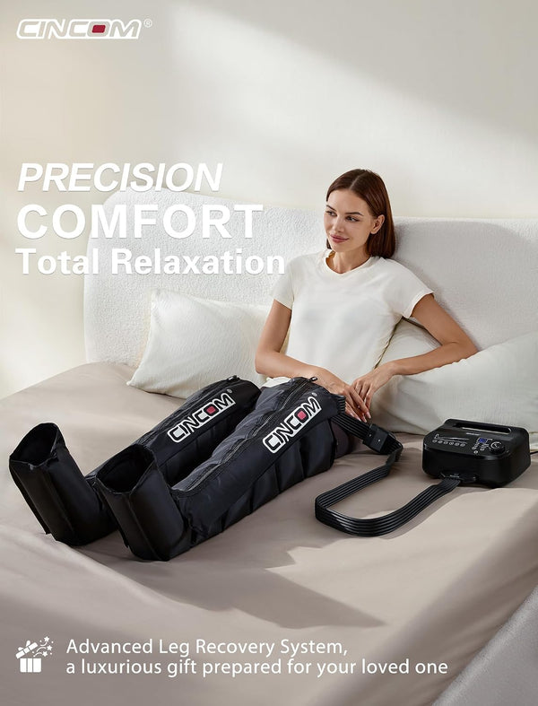 CINCOM Precision 6-Zone Medium Air Compression Recovery Boots – Sequential Leg Compression System with LCD Controller