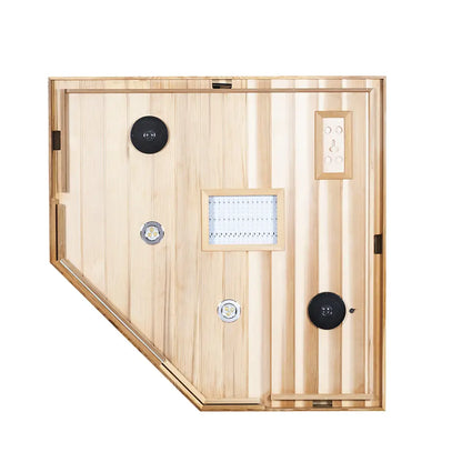 Wizzisauna SR07 2-3 Person Corner Red Cedar Far Infrared Sauna with 8 Carbon Heaters