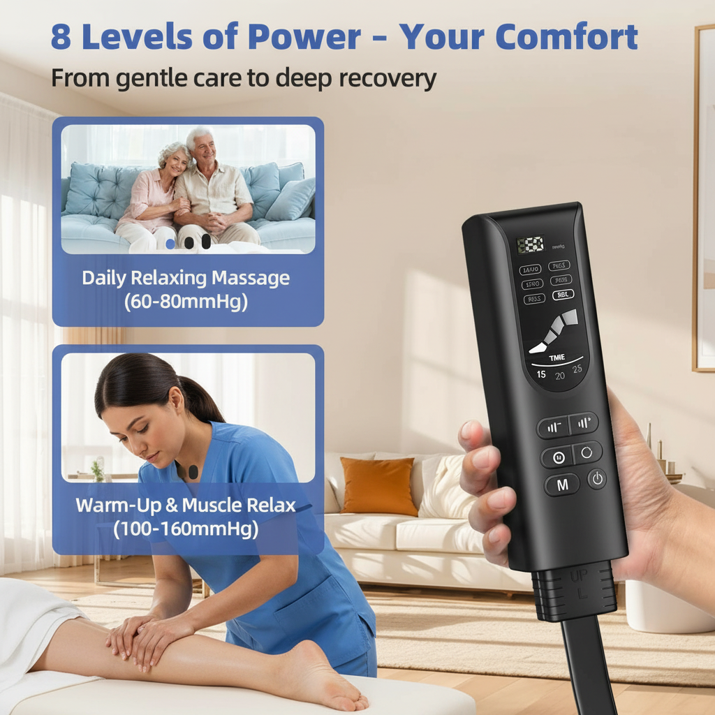 Leg Compression Massager, Full-Leg Compression Boots, Black Medium | 8 Intensity & 6 Modes for Circulation & Muscle Relief, Fast Recovery for Athletes, FSA-HSA Eligible, Gifts for Men & Women