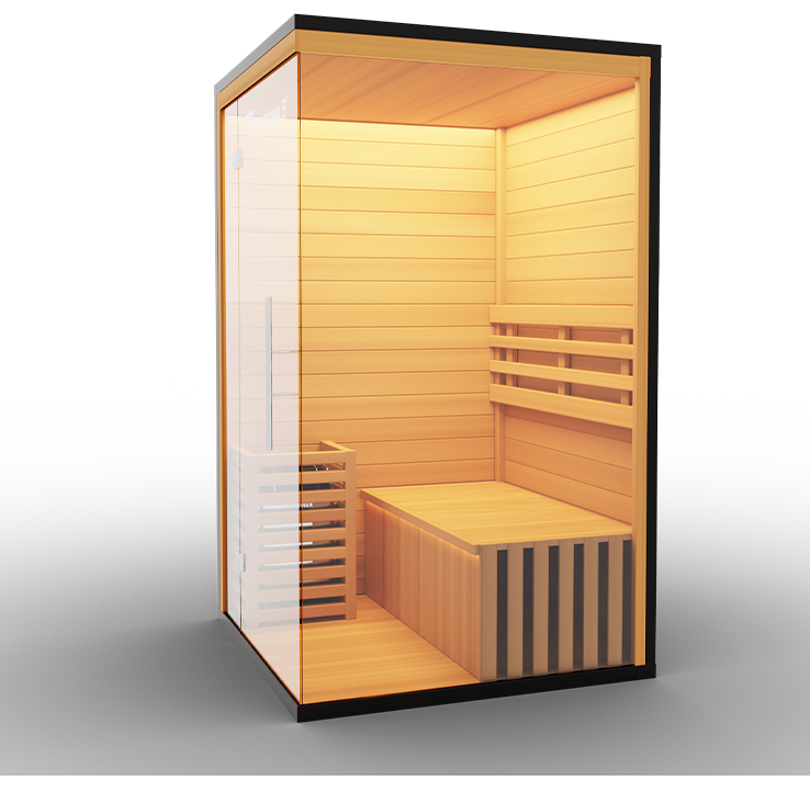 Medical Sauna Traditional 5 1-Person Indoor Steam Sauna, Canadian Hemlock with Two-Wall Glass Design, 4.5 kW Heater and Digital Touch Controls