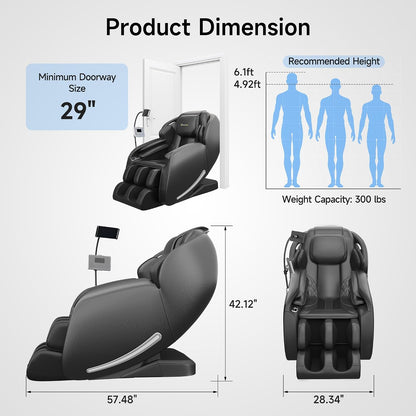 Massage Chair Full Body with Unique Phone Controller, Zero Gravity 3D Sl-Track Recliner with APP Control, Child Lock,Pause Button, Favor-06, Black