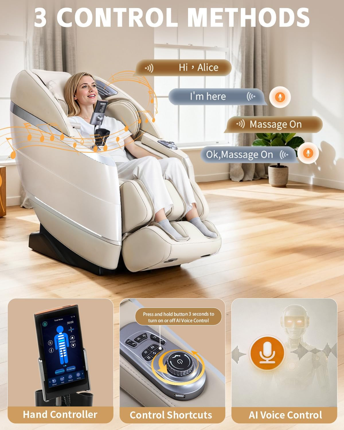 4D Massage Chair Full Body Zero Gravity Recliner,36 Airbags