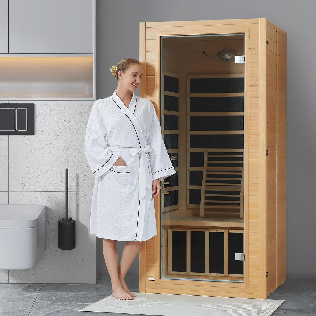Sauna 1 Person Low EMF FAR Infrared Sauna with Red Light Therapy
