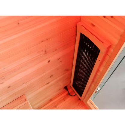Burlington 2-Person Outdoor Infared Sauna in Hemlock with Weatherproof Cabin, Metal Roof and Bluetooth Sound System