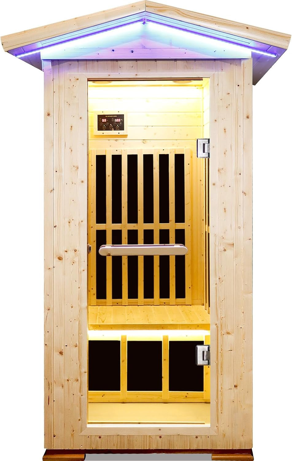 Outdoor Sauna Far Infrared 1550W for One Person Finland Spruce Wood