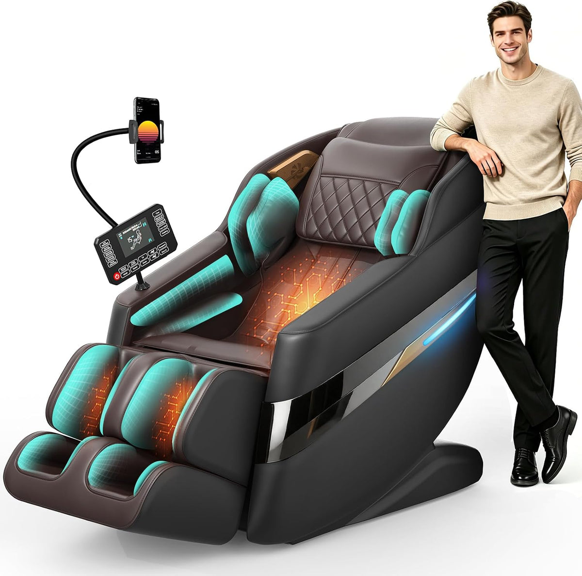 3D Full Body Massage Chair Zero Gravity Sl-Track, Shiatsu Recliner