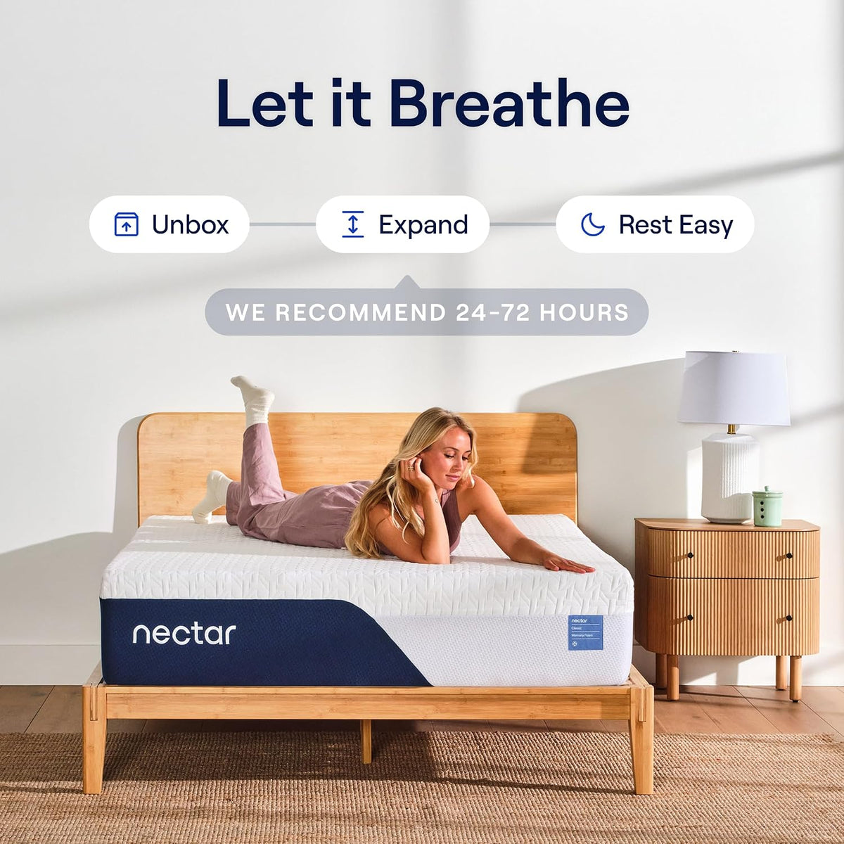 Nectar Luxe 14” Hybrid Mattress, Full, Medium Soft, 1-Year Trial