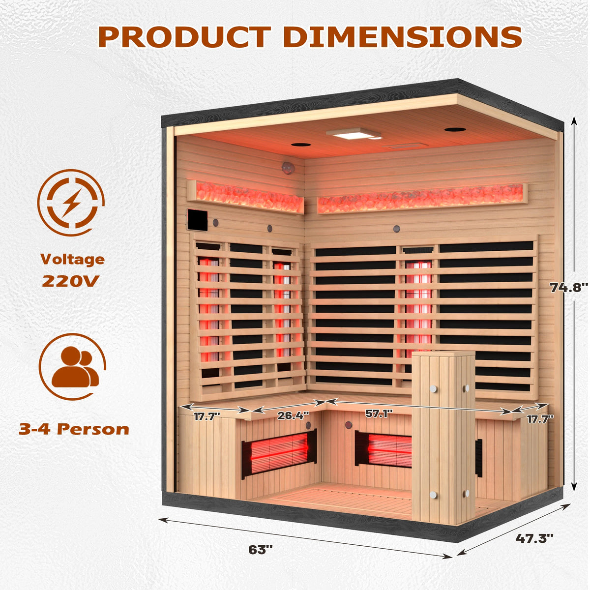 Infrared & Steam Sauna (Varied Sizes & Shapes)