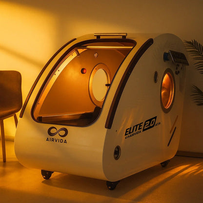 Airvida Elite Hard Shell Sitting Hyperbaric Chamber — Stainless Steel, 1.3–2.0 ATA, BIBS Oxygen