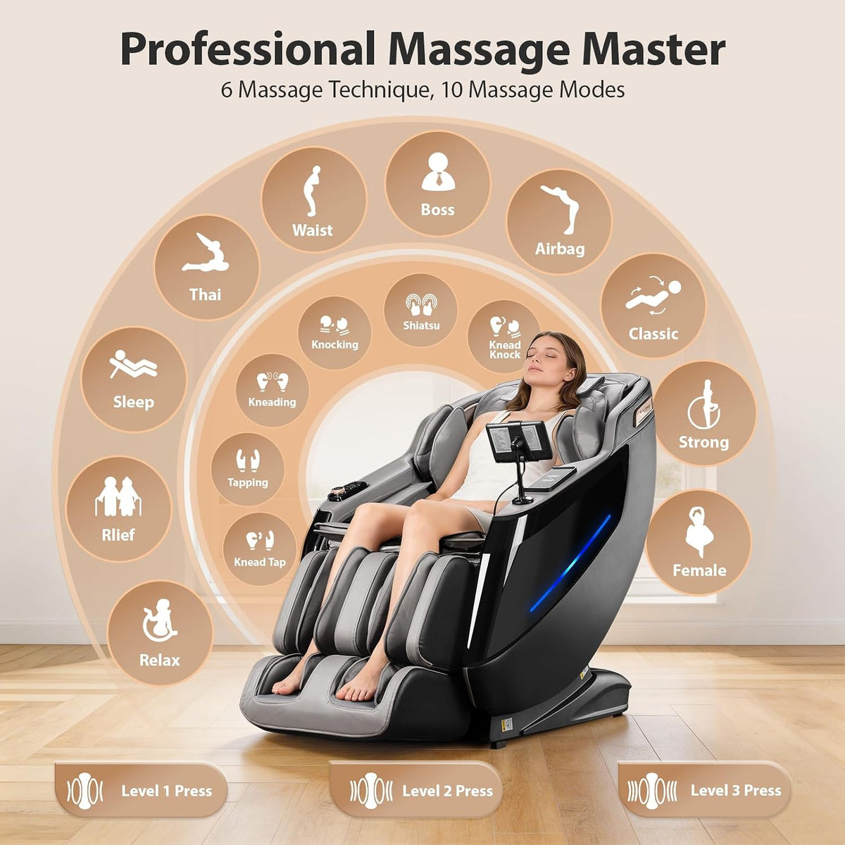4D Massage Chairs Full Body-53.2" Ultra Long SL Track,32 Airbags