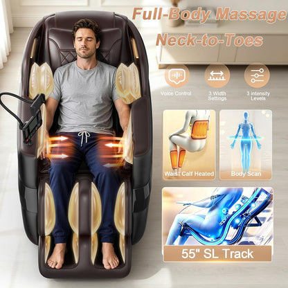 3D Full Body Massage Chair Zero Gravity Sl-Track, Shiatsu Recliner