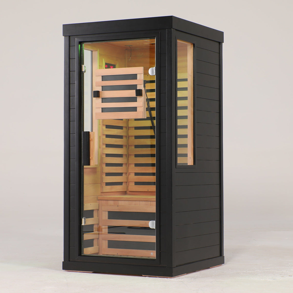 One-Two Person Far Infrared Sauna with 7-Color Therapy Lighting - Solid Wood