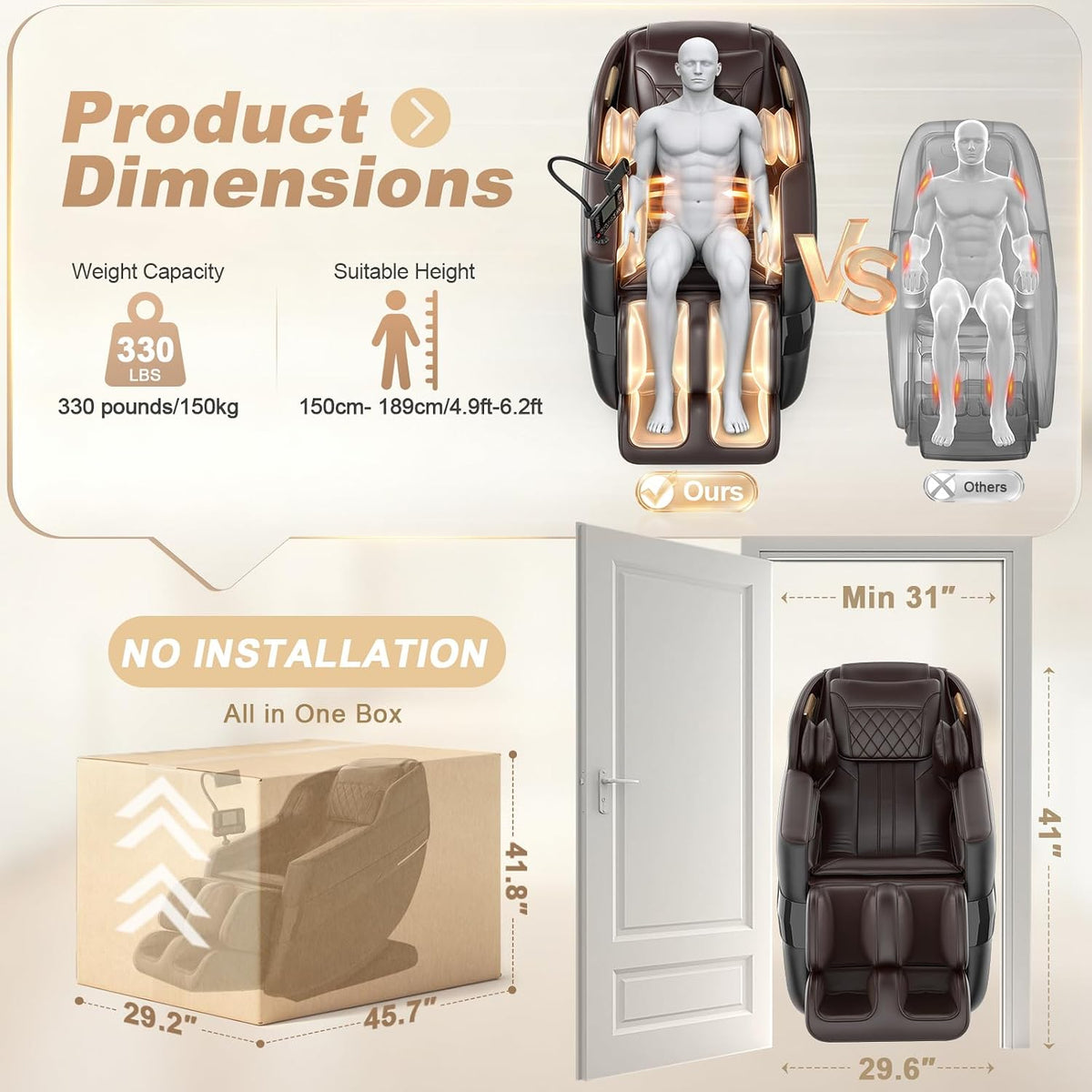 3D Full Body Massage Chair Zero Gravity Sl-Track, Shiatsu Recliner