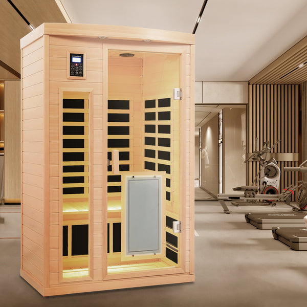 Home Furnishers 2-Person Far Infrared Indoor Sauna with 8 Heating Panels, Hemlock Wood
