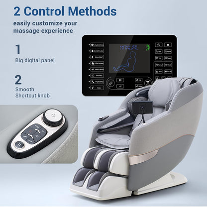 4D Massage Chair Full Body, 170° Flexible SL Track Shiatsu Massage Chairs with Zero Gravity, Bluetooth Speaker, Airbags & Heating, Mc1650(Grey)