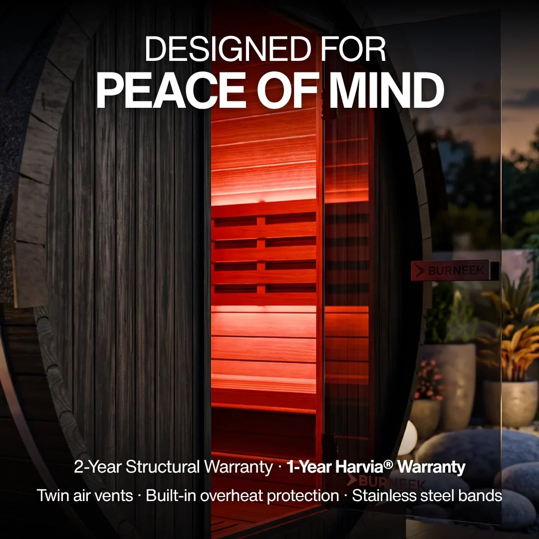 Burneek® Basalt: 2-Person Outdoor Barrel Sauna