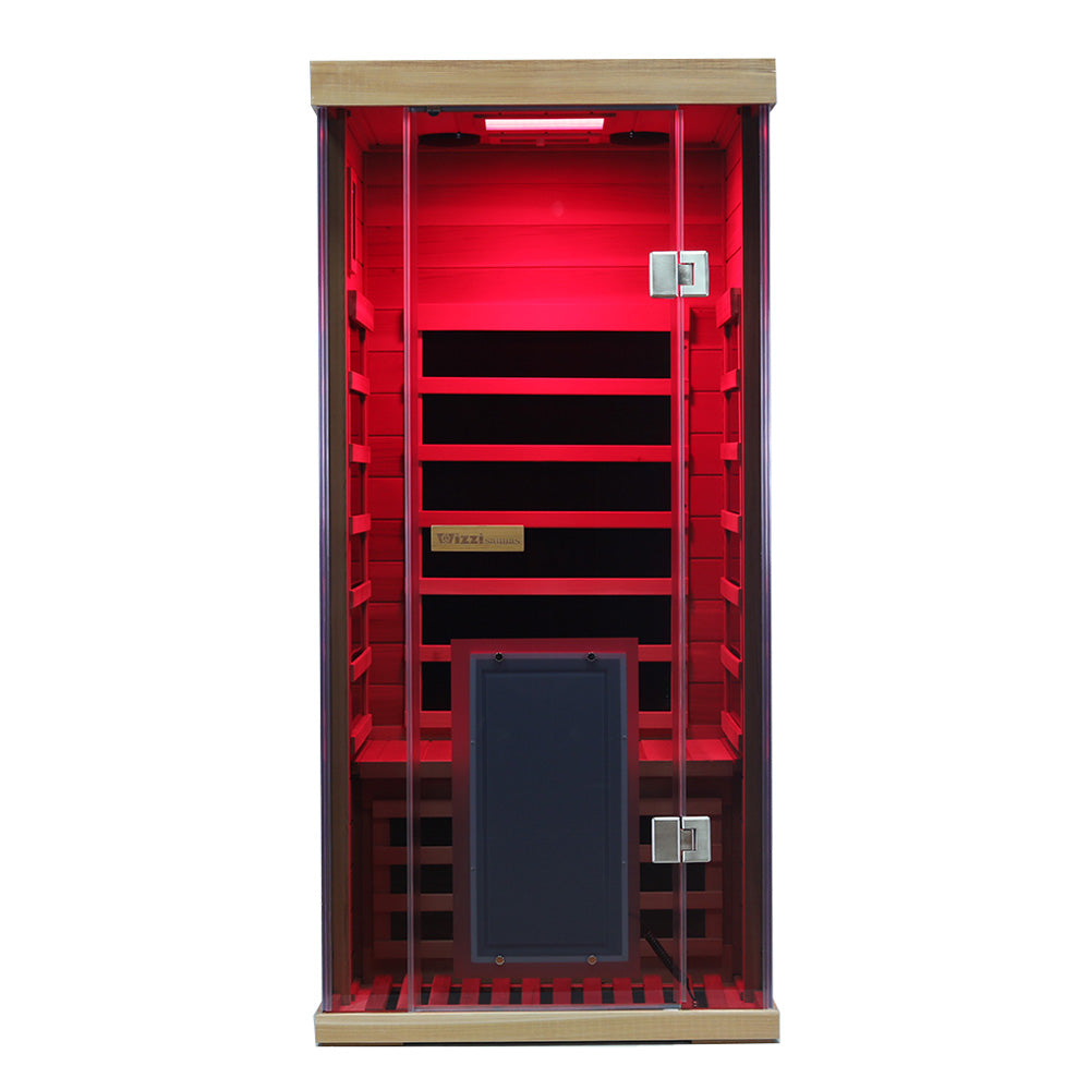 Wizzisauna SR01 1-Person Red Cedar Far Infrared Sauna with 6 Carbon Heaters