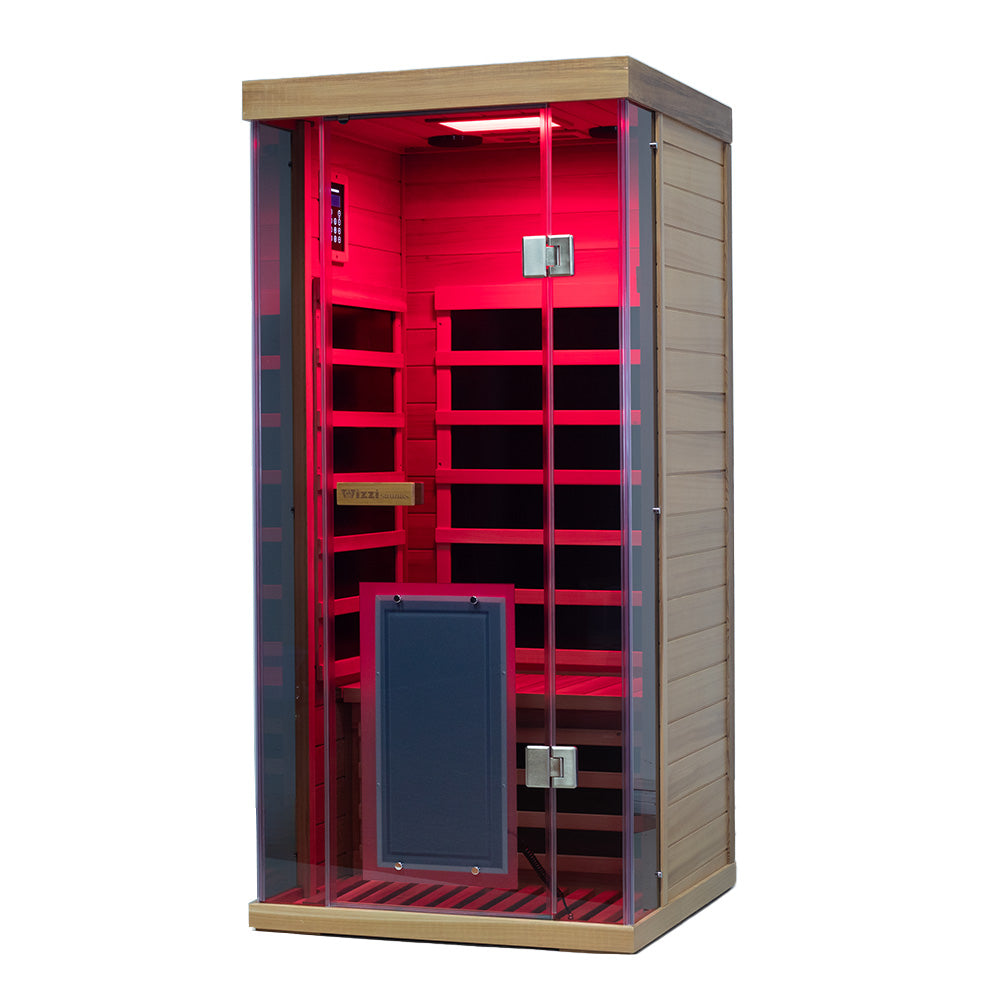 Wizzisauna SR01 1-Person Red Cedar Far Infrared Sauna with 6 Carbon Heaters