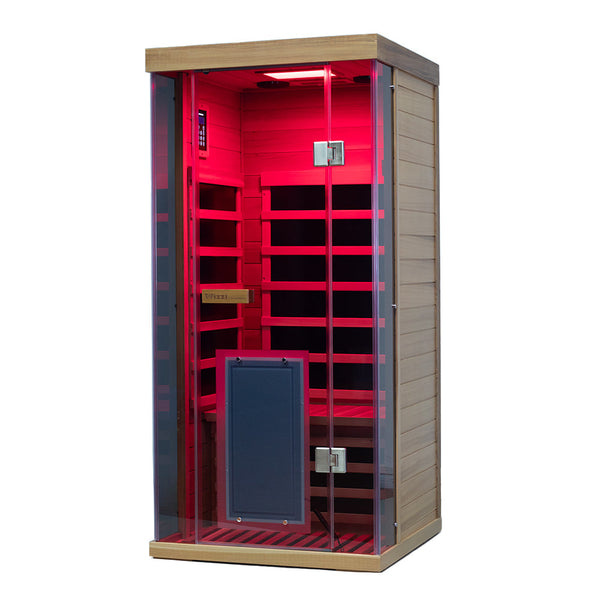 Wizzisauna SR01 1-Person Red Cedar Far Infrared Sauna with 6 Carbon Heaters