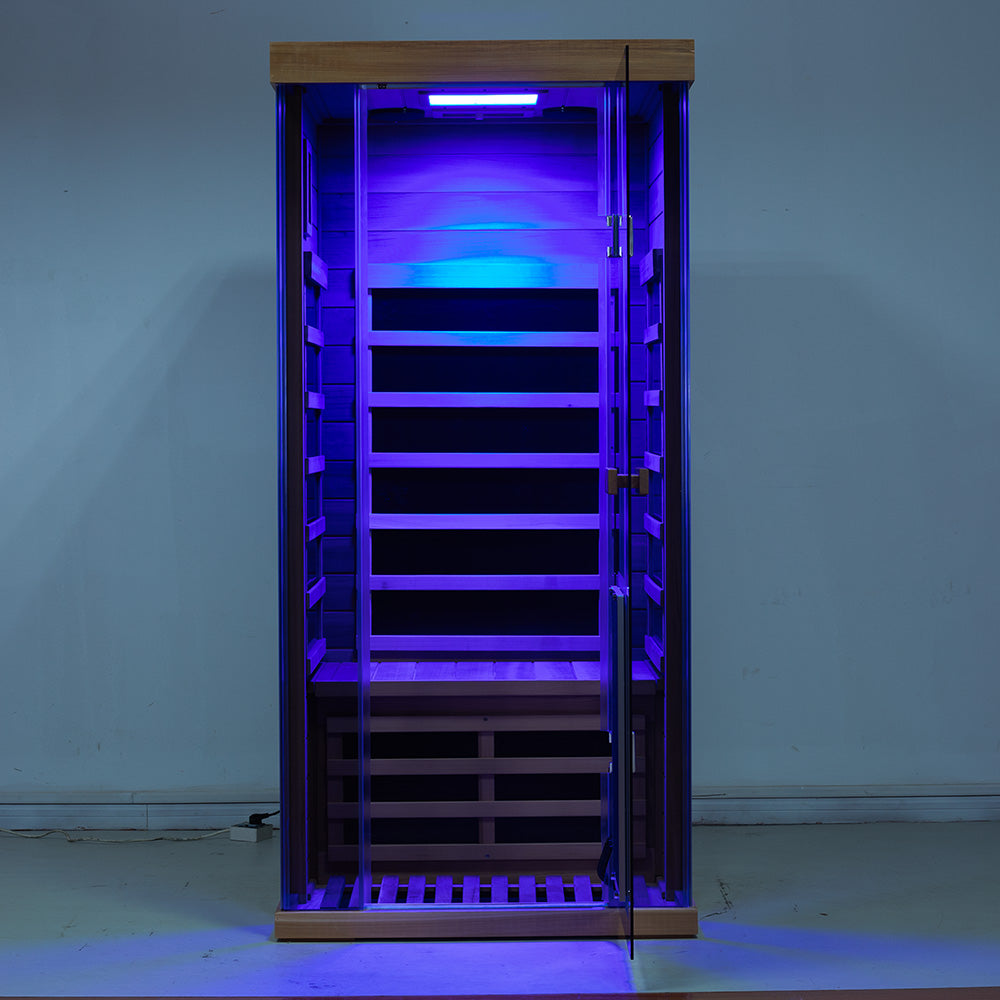Wizzisauna SR01 1-Person Red Cedar Far Infrared Sauna with 6 Carbon Heaters