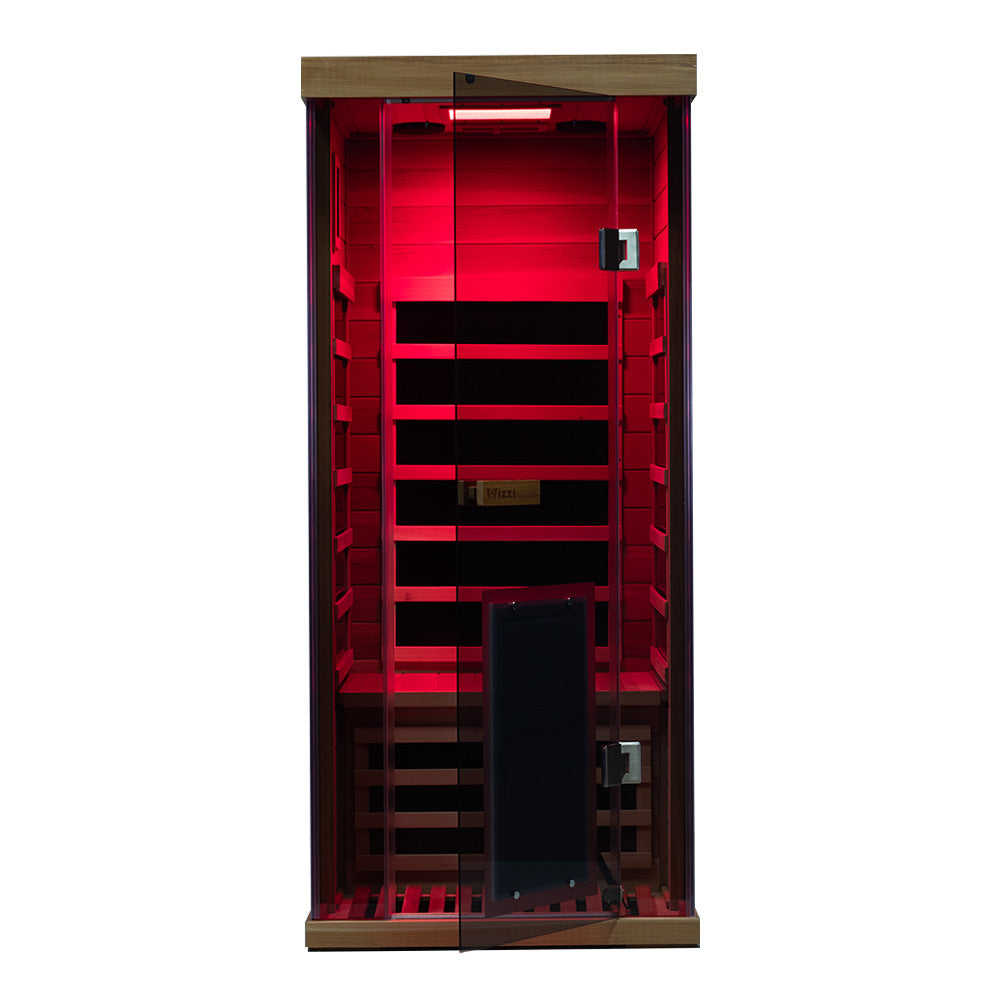 Wizzisauna SR01 1-Person Red Cedar Far Infrared Sauna with 6 Carbon Heaters