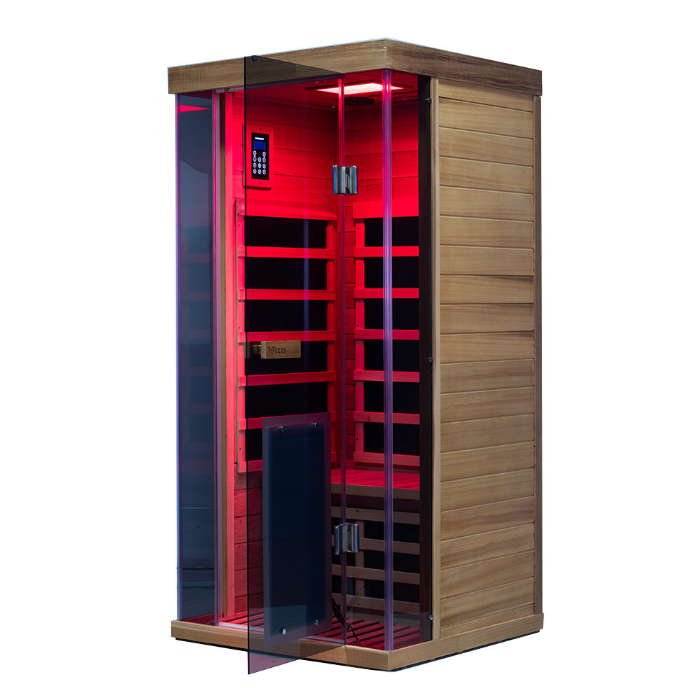 Wizzisauna SR01 1-Person Red Cedar Far Infrared Sauna with 6 Carbon Heaters