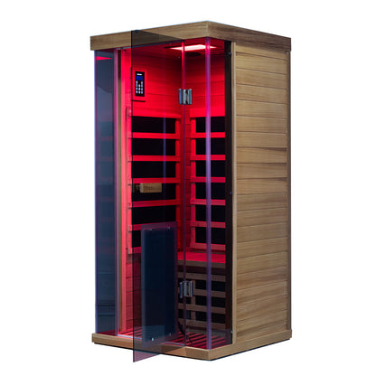 Wizzisauna SR01 1-Person Red Cedar Far Infrared Sauna with 6 Carbon Heaters
