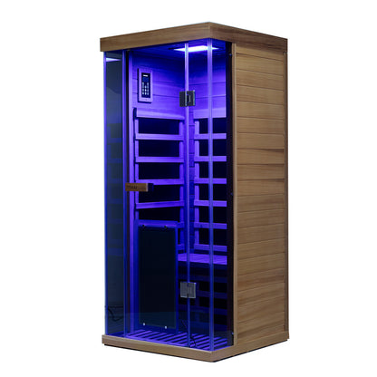 Wizzisauna SR01 1-Person Red Cedar Far Infrared Sauna with 6 Carbon Heaters
