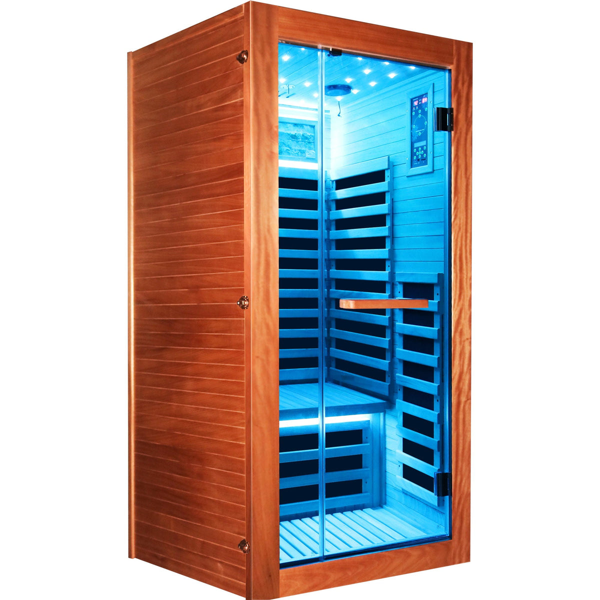 American White Oak Single Person Sauna Room with LED Lighting
