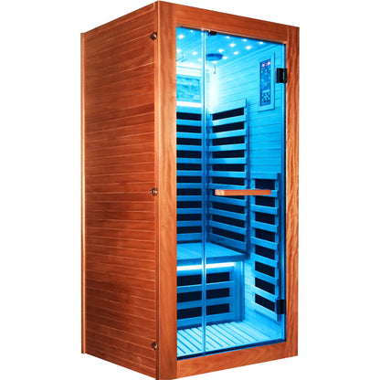 American White Oak Single Person Sauna Room with LED Lighting