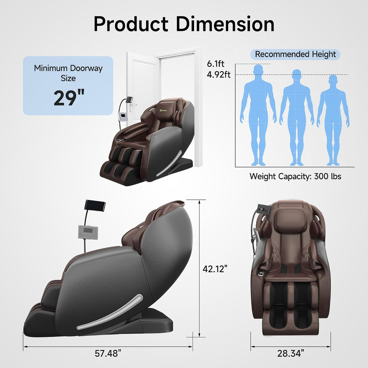 Massage Chair Full Body with Unique Phone Controller,Heart and Blood Measurement, Zero Gravity 3D Sl-Track Recliner with APP Control, Child Lock,Pause Button, Back Pad, Favor-06, Dark Brown