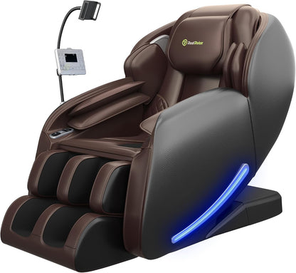 Massage Chair Full Body with Unique Phone Controller,Heart and Blood Measurement, Zero Gravity 3D Sl-Track Recliner with APP Control, Child Lock,Pause Button, Back Pad, Favor-06, Dark Brown