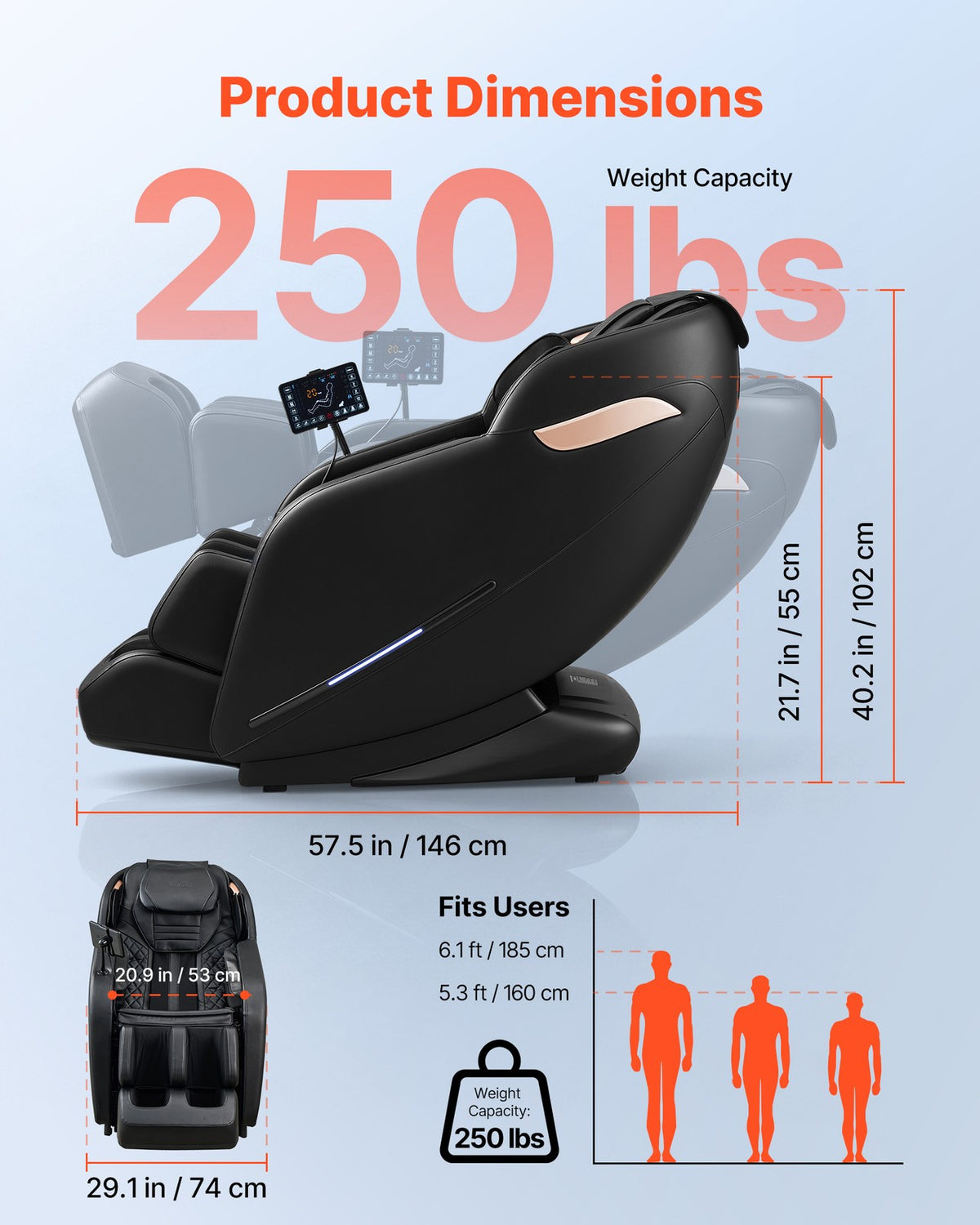 VEVOR Massage Chair 3D Zero-Gravity Full Body Massage Chair Extendable Footrest